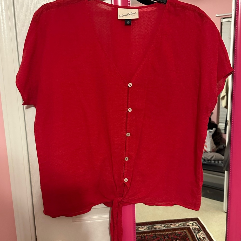 Universal Thread Red Tie-Front Blouse